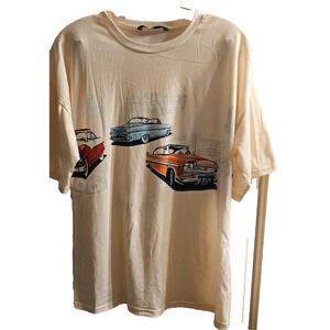 NWOT Sz M Blush Mark Route 66 Classic Car T Shirt- Light Blush Color